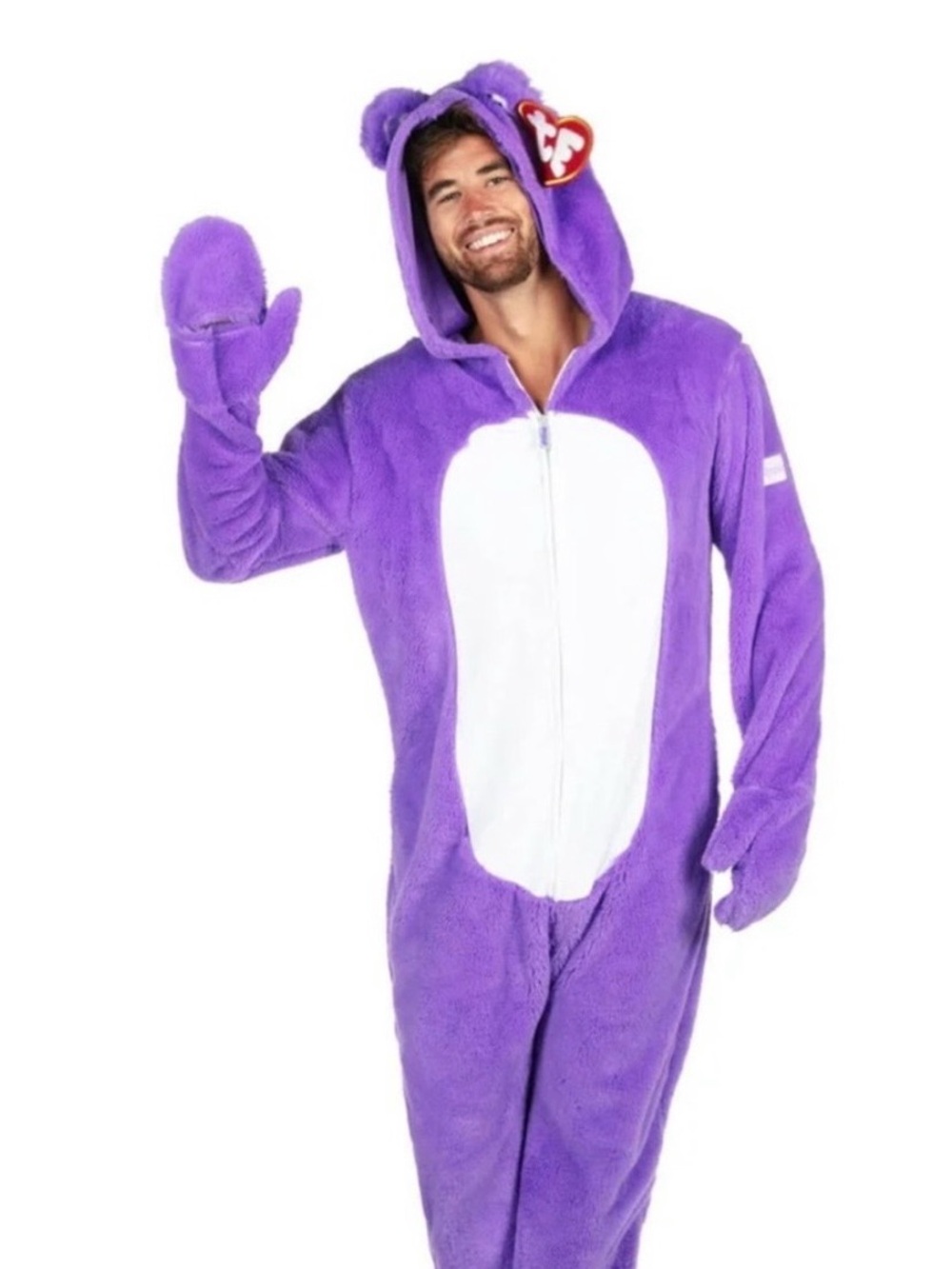 Tipsy Elves Purple TY Beanie Babie Bear Plush One-Piece Hooded halloween costume